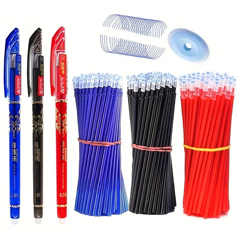 23pcs/set Erasable Gel Pens Set, 0.5mm Black/Blue/Red Erasable Pen Refill, Washable Handle Magic Erasable Pen Office Stationery