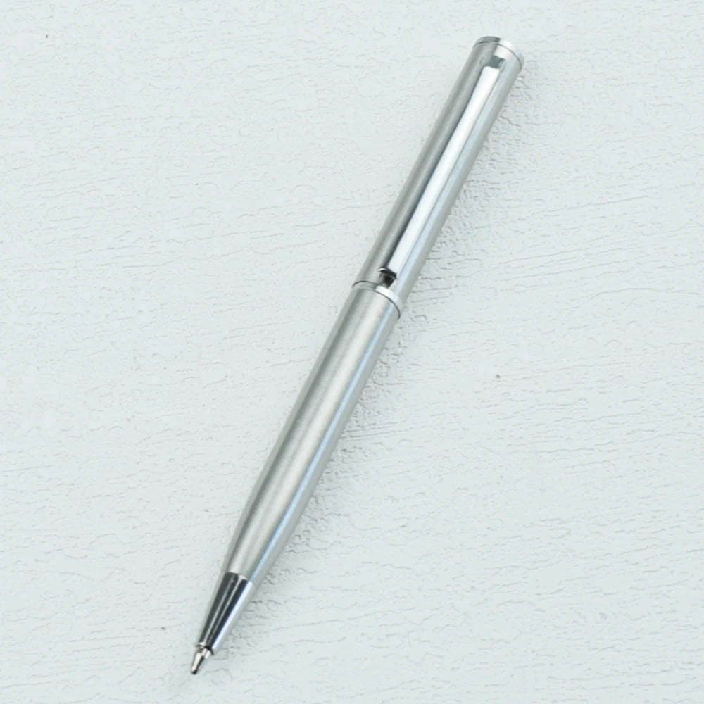 Mini Metal Twist-Activated Ballpoint Pen - Pocket-Sized 0.7mm Fine Black Ink Stainless Steel Ballpen Office School Supplies