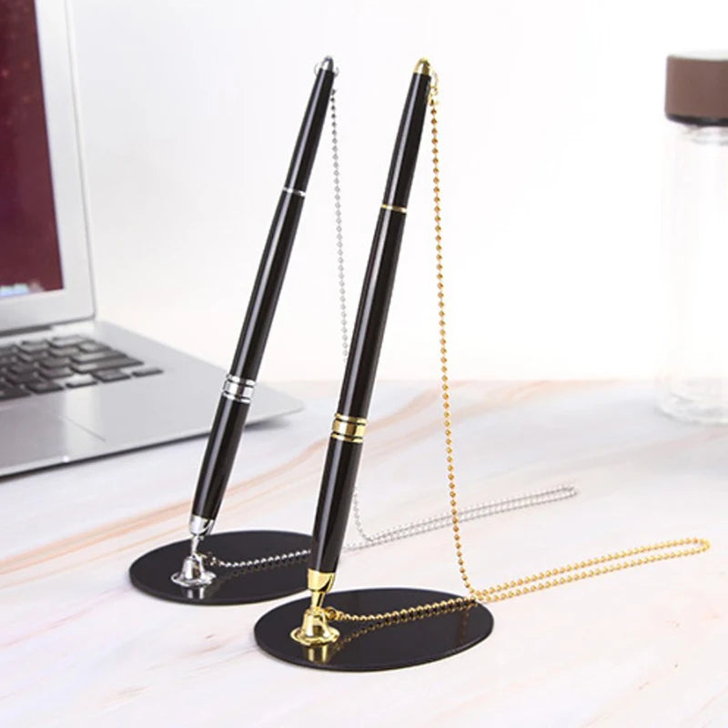 1PCS Black Desk Rope Ballpoint Pen Signature Pen Sticky Desk Pens With Chain Fixed Bank Counter Pen Learn Office Stationery